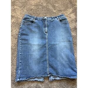 J.Jill Wearever Denim Skirt Size 14 Jeanology Blue Knee Length
